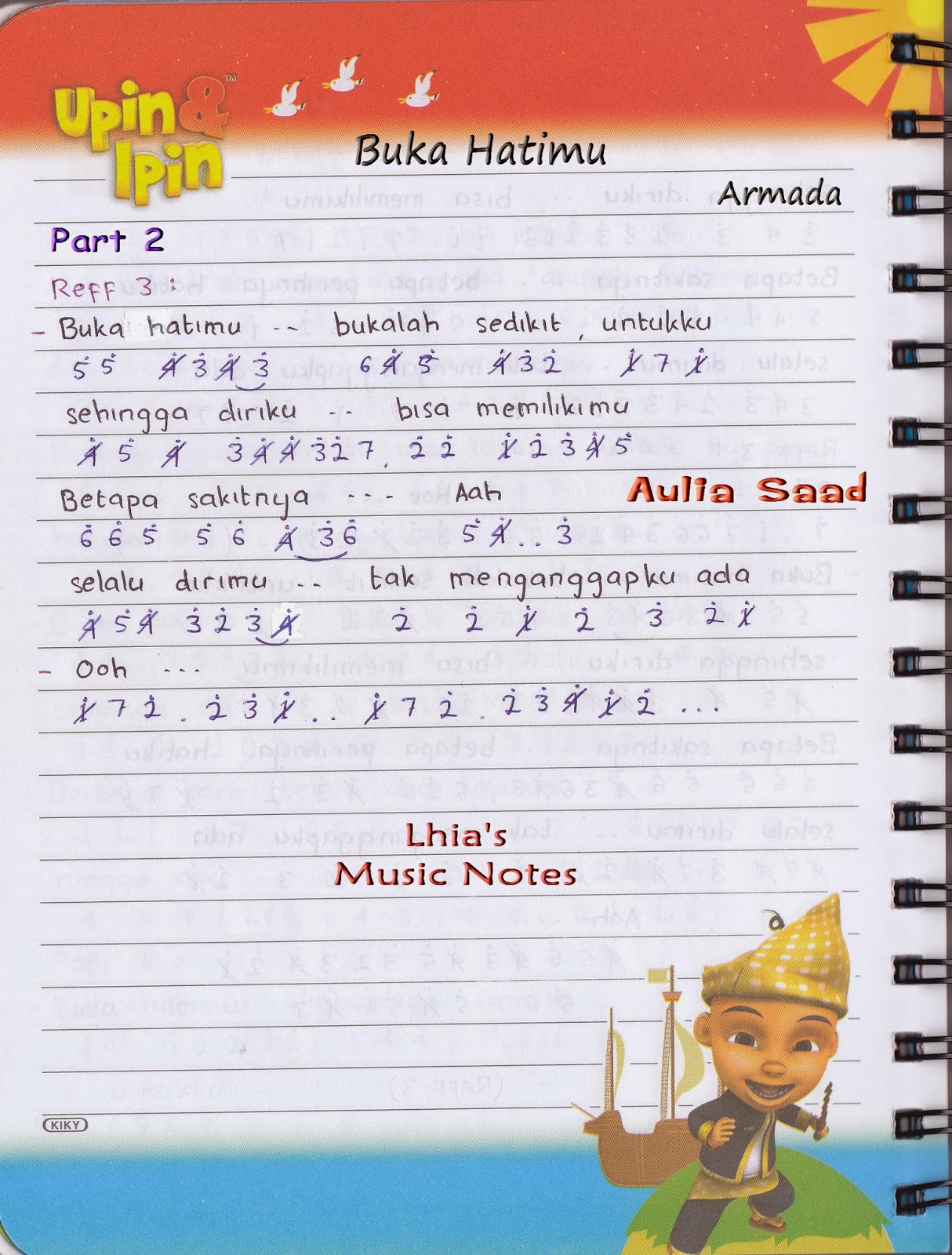 Not Angka :: Armada – Buka Hatimu | Lhia's Music Notes