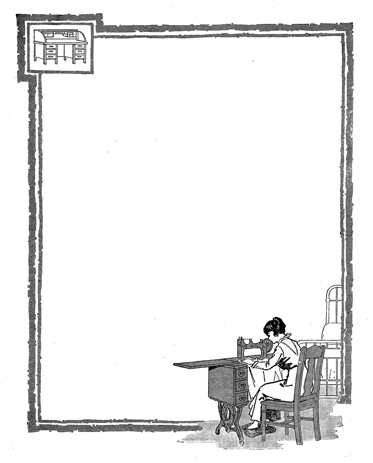 Digital Stamp Design Free Frame Digital Stamp Sewing Machine Frame Graphic Woman at Antique