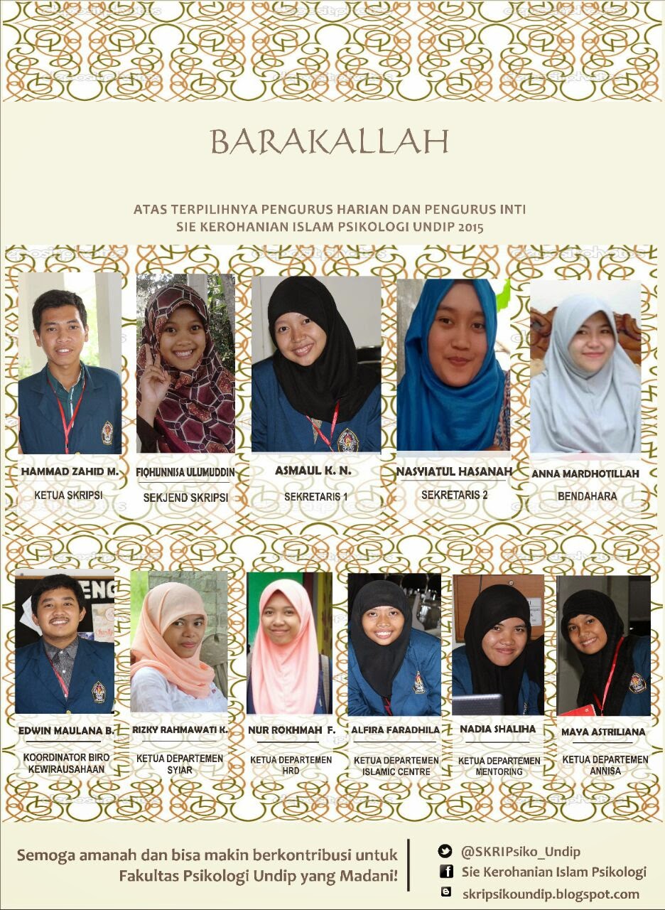 Sie Kerohanian Islam Psikologi Undip Selamat Atas Terpilihnya Pengurus Inti Dan Harian Skripsi 2015