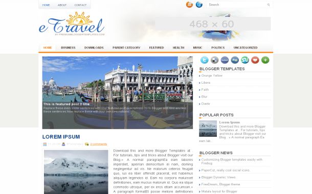 Free Travel Magazine Jquery Blogger Theme Template Free Travel Magazine Jquery Blogger Theme Template