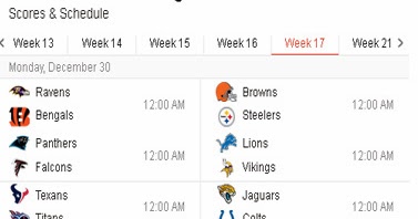 World Live Sports News: December 29 NFL Scores &amp; Schedule