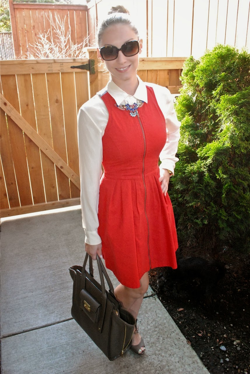 Fall Layering Sleeveless Fit & Flare Dress + Silk Blouse