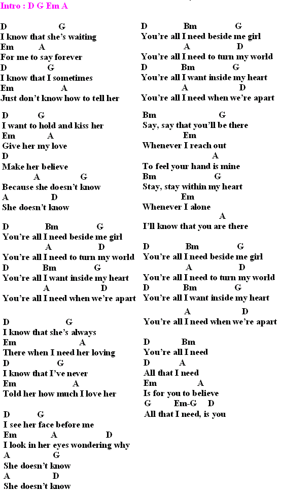 Review Lagu You're All I Need(White Lion)+Chord,Lirik