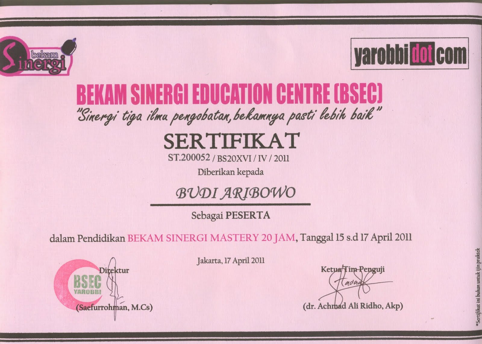 Klinik Alang Sertifikat Pelatihan Klinik Alang Sertifikat Pelatihan