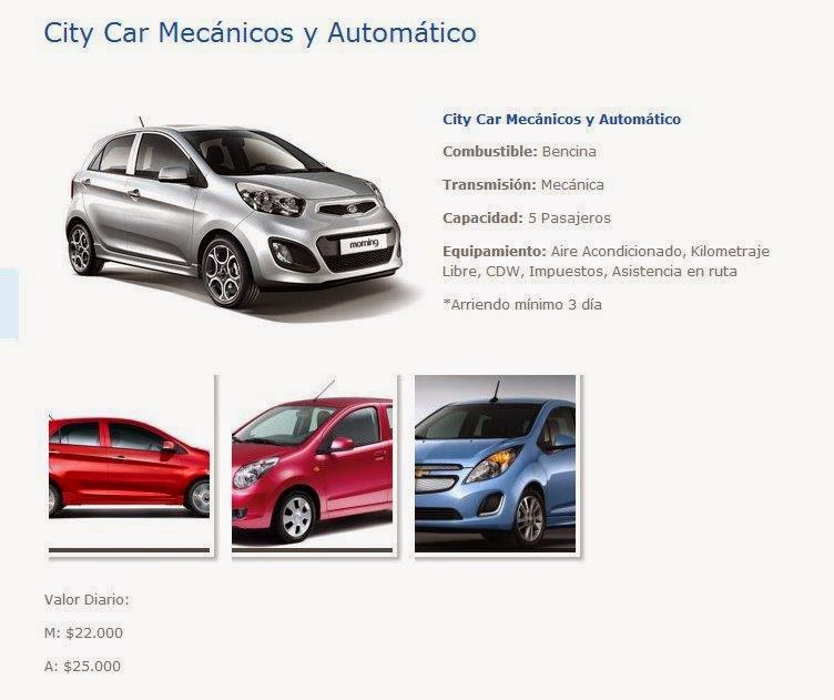 STAR RENT A CAR CHILE Tarifas City Car y autos Sedan Mecanicos