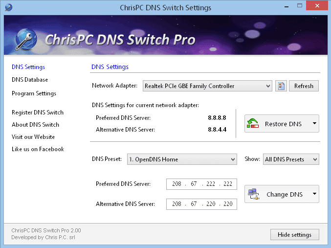 chrispc dns switch change fast new