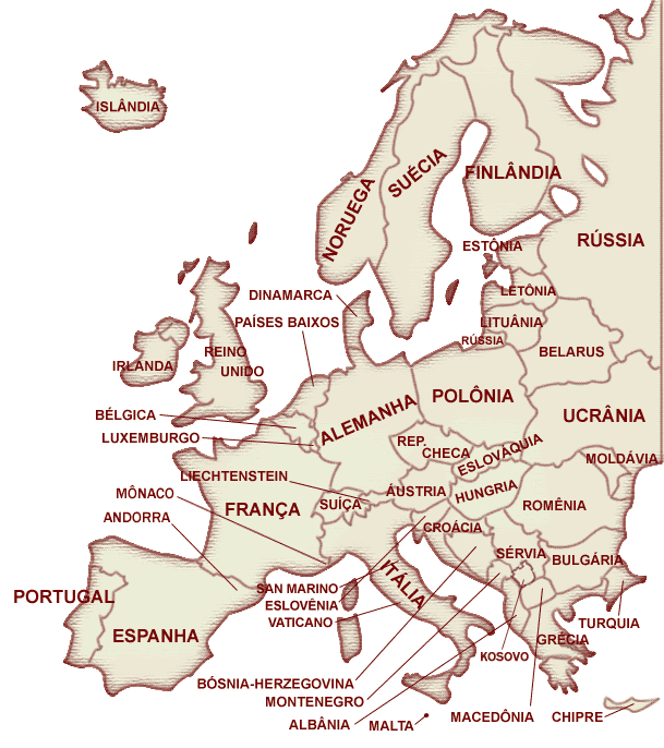 Mapa da Europa  Europa, Mapa, Continente europeu