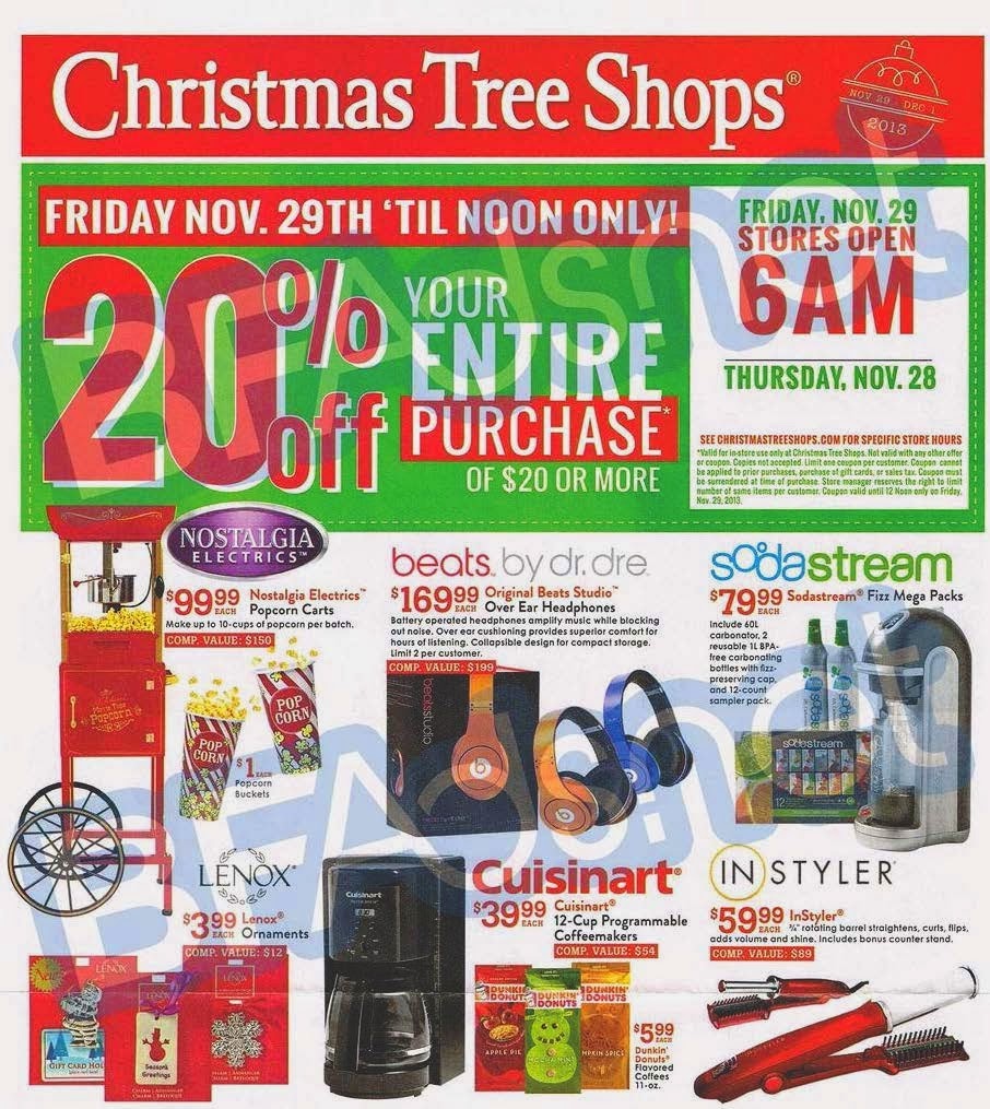 Top Categories Christmas Tree Shops Tips & Tricks: If you subscribe to their newsletter you will receive a coupon for $10 on an in store purchase of $50 or more, along with special offers and coupons via email. Christmas Tree Shops' website has a clearance tab that will send you straight to their marked down items.