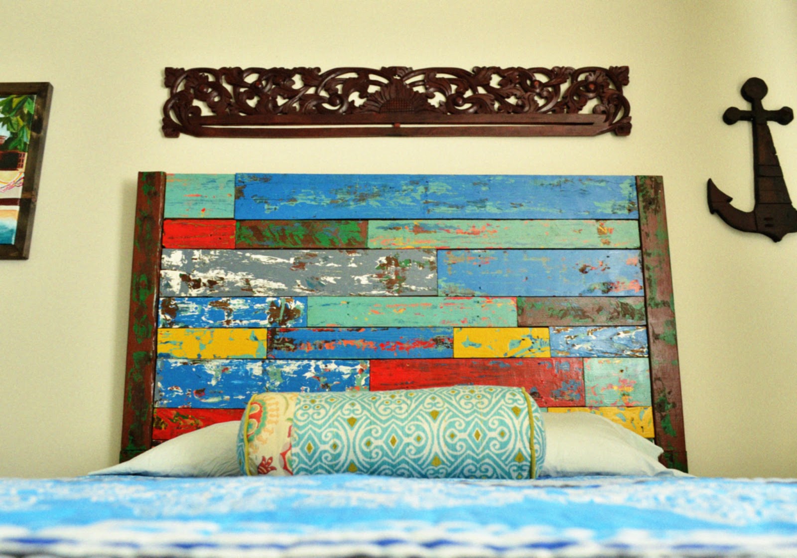 Sew Homegrown {DIY} Faux Boat Wood how to make painted wood look