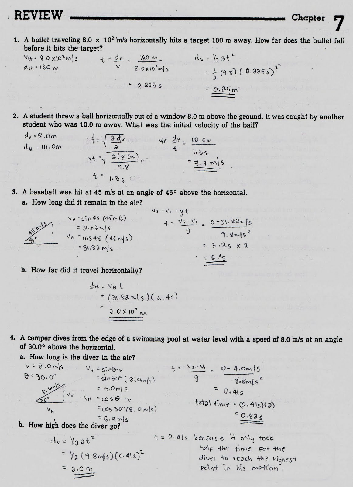 Physics11-11: Projectile Motion continued With Regard To Projectile Motion Worksheet Answers
