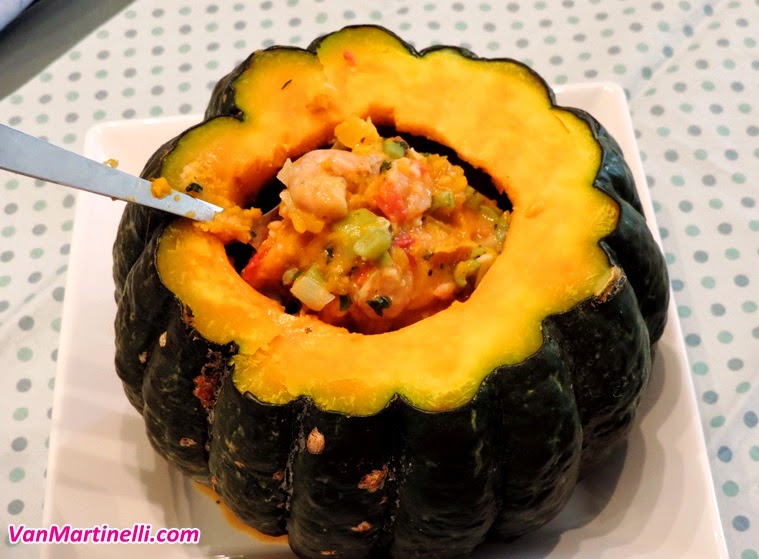 Abóbora recheada com camarão - Van Martinelli
