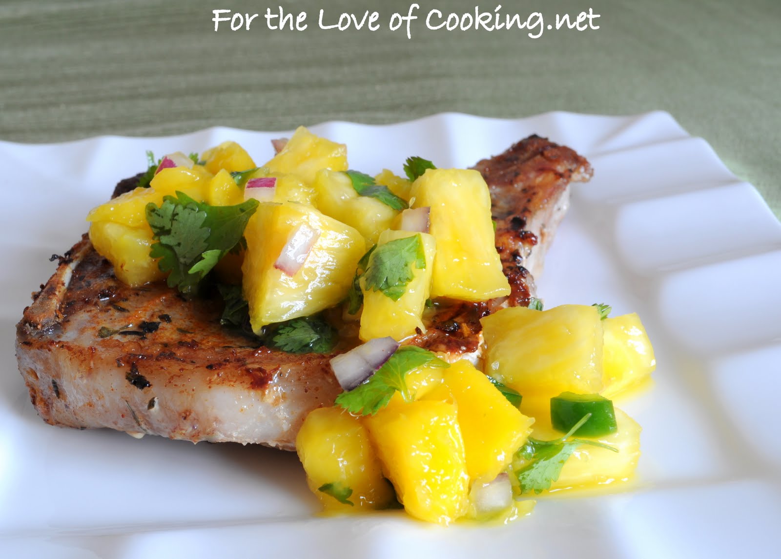 Blackened Pork Chops with a Pineapple Mango Salsa For the Love of