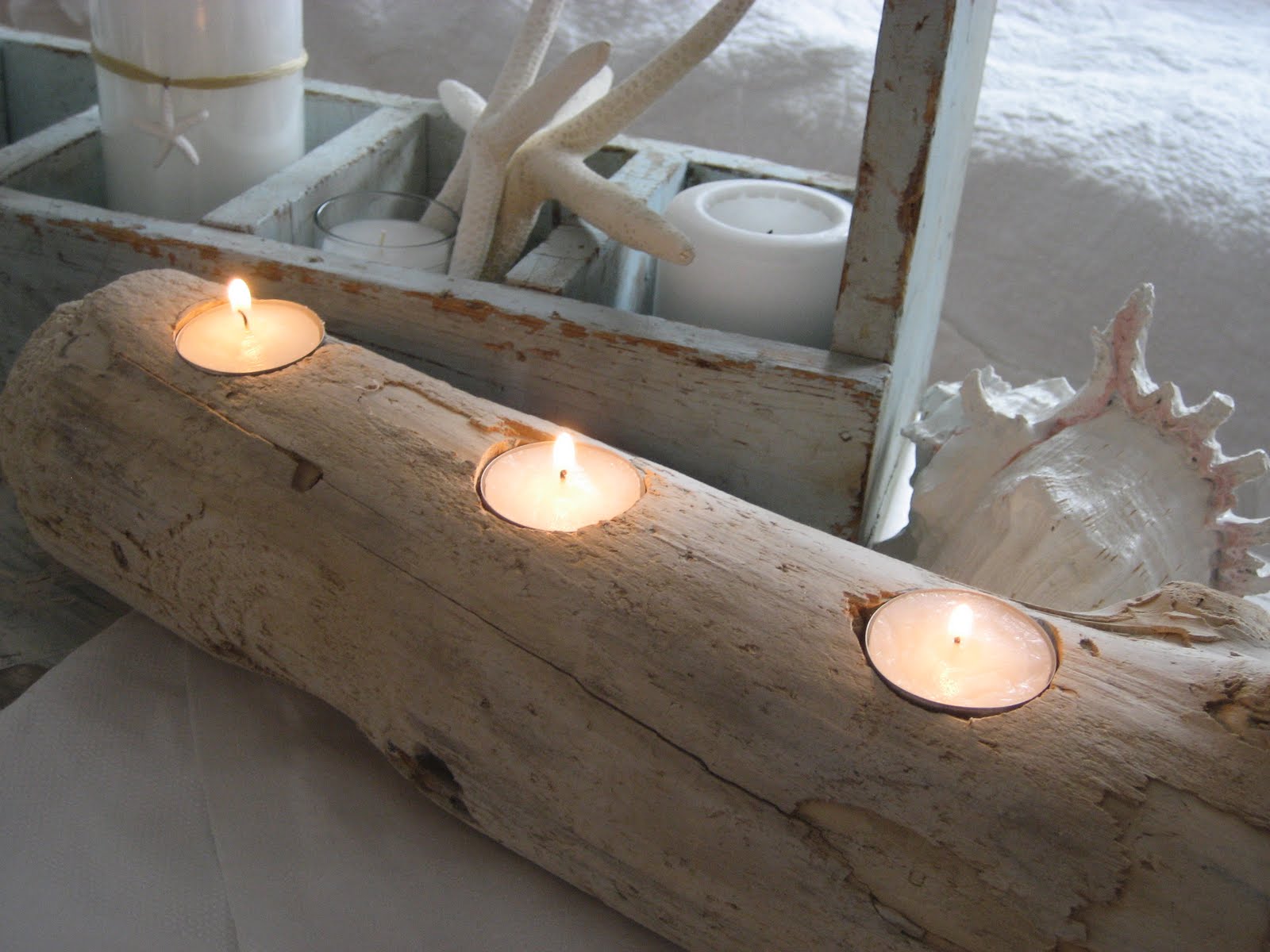 Passionate for White Driftwood Candle Holder