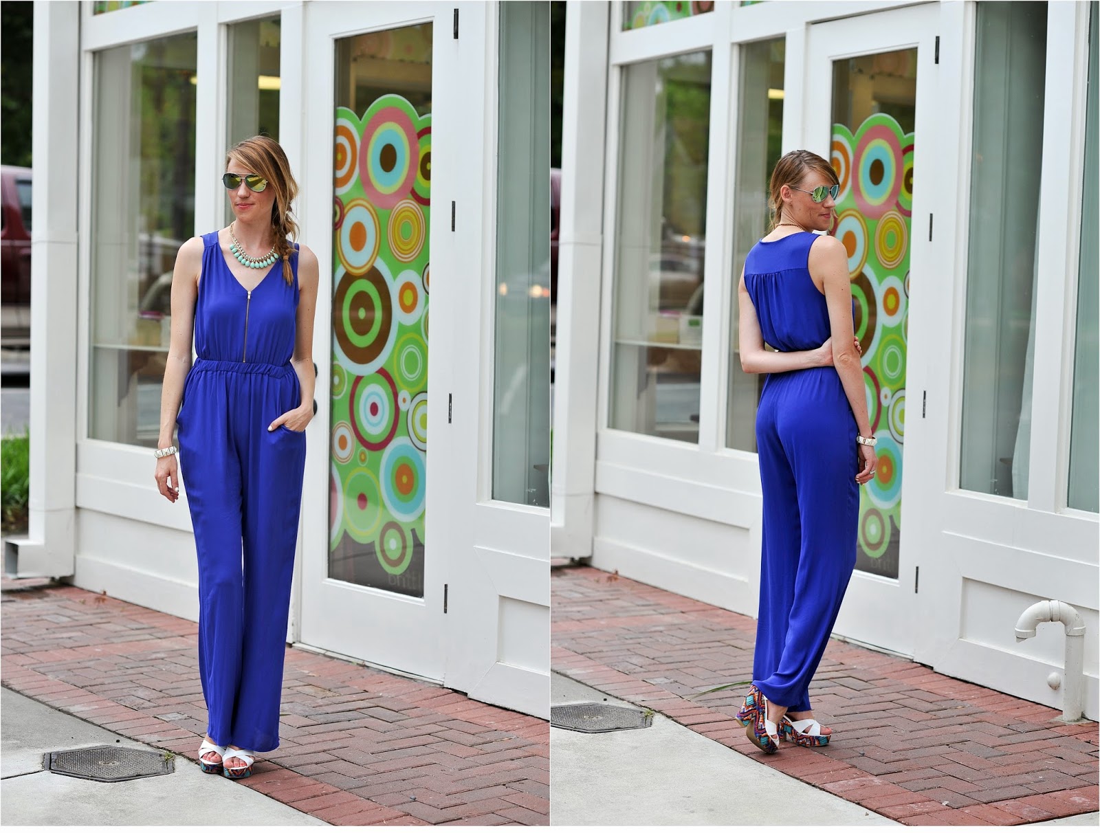 Style under 40 Dress up Boutique Navy jumpsuit