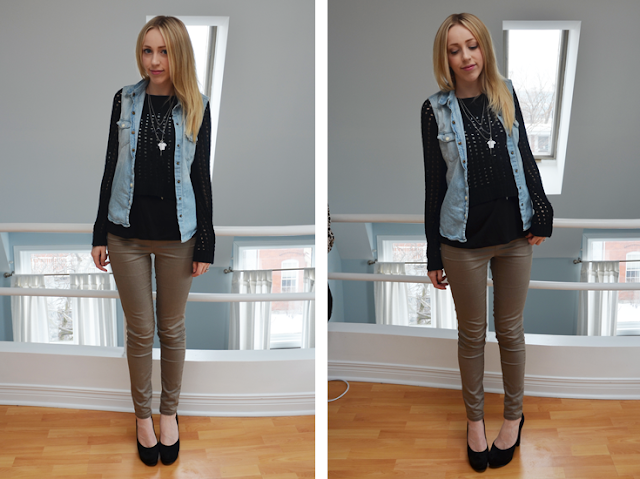 rw&co casual saturday outfit of the day vero moda jeggings nine west suede pumps rock and republic sweater