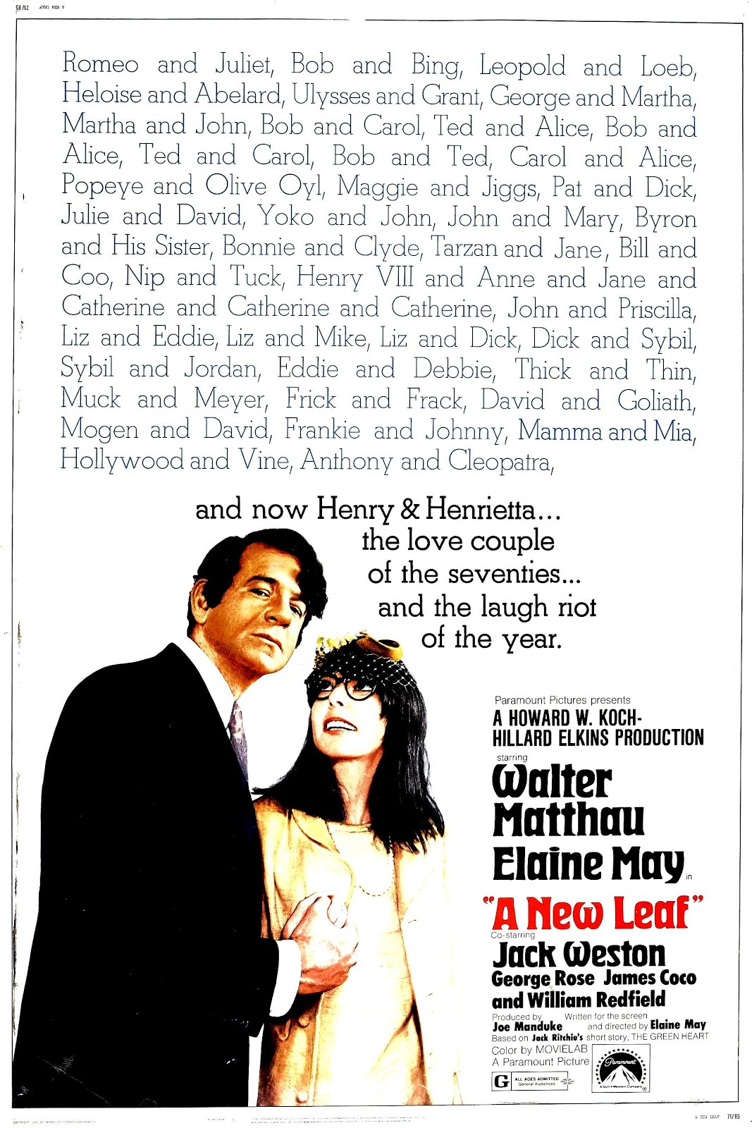 A new leaf (1969) Elaine May - " Un nouveau départ " (02.06.1969 / 1969)