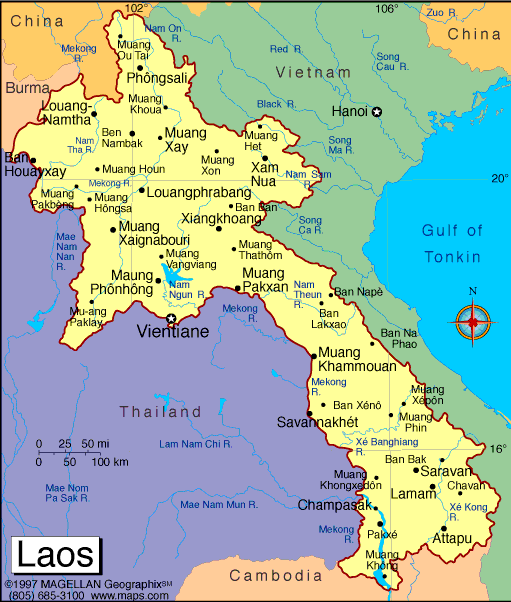 Laos Map Political Regional | Maps of Asia Regional Political City