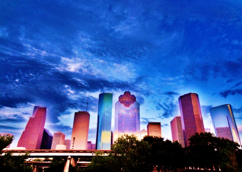 Houston in Pics Skyline at Dusk and at Night Downtown Houston