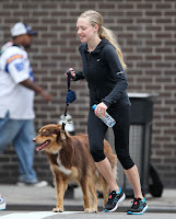 Amanda Seyfried out for a jog with her dog