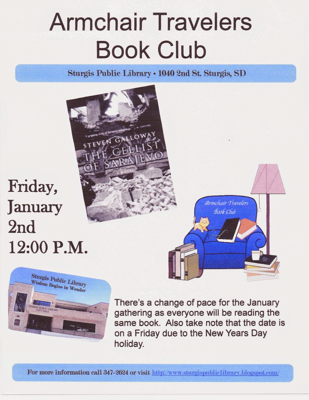 Sturgis Public Library Armchair Travelers Book Club (Friday, January 2