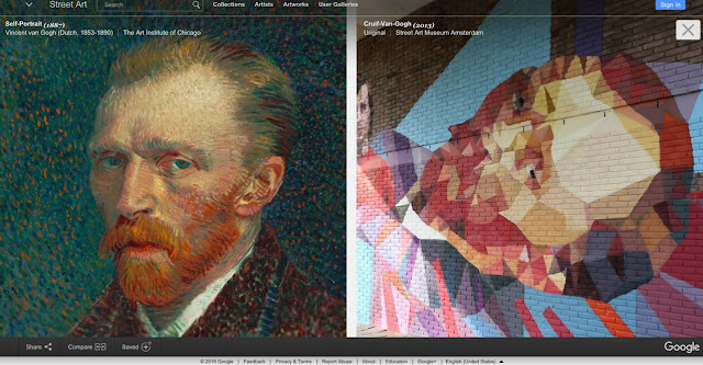 Links: Selbstporträt von Van Gogh (Chicago); rechts: Originelle Neuinterpretation (Amsterdam)