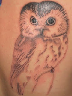 Black and Grey Ink Owl Tattoo Design