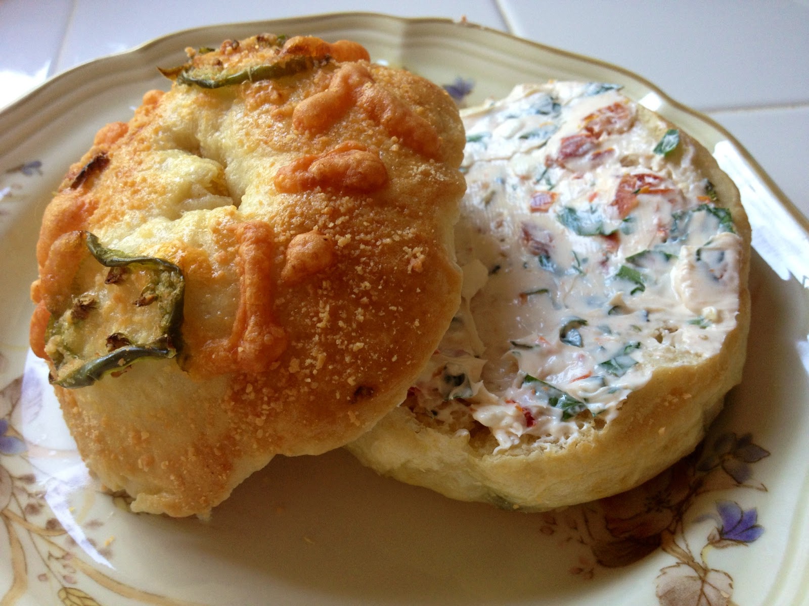baubles and baked goods cheddar jalapeno bagels w/sundried tomato