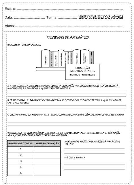 Calcule o total em cada caso