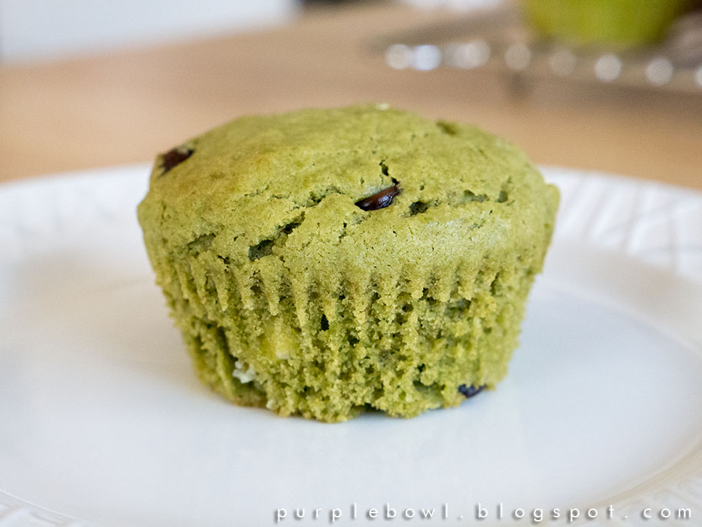Purple bowl Green tea muffins recipe