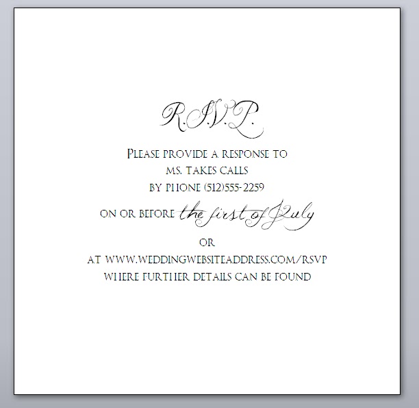 So in efforts to simplify the invitations but still make things easy on the