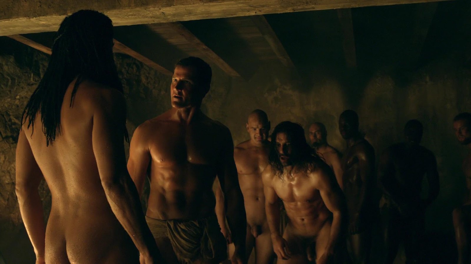 Antonio Te Maioha and Manu Bennett in the series Spartacus:Gods of the Aren...