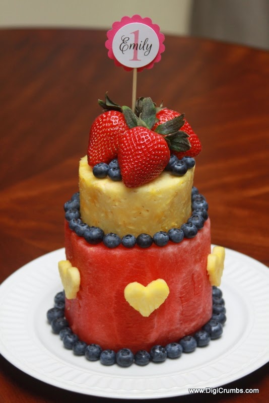 DigiCrumbs Layered Watermelon Fruit Cake First Birthday Cake made of