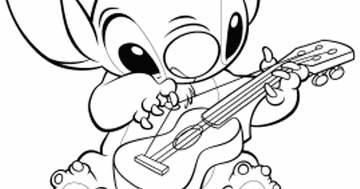 Stitch, play a guitar - Coloring Pictures