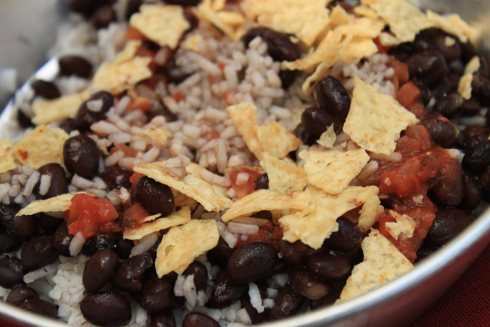 camping food rice and beans greens & chocolate
