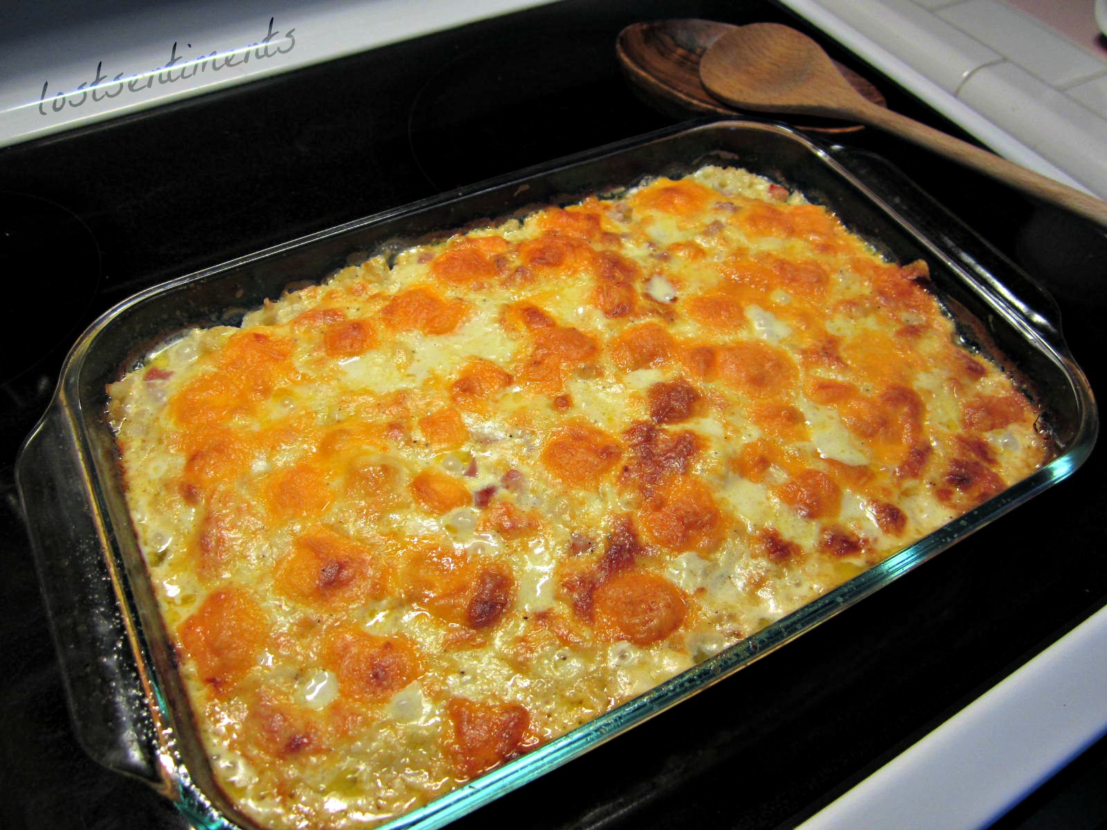 lostsentiments Cauliflower Mac and Cheese with Ham Casserole Recipe