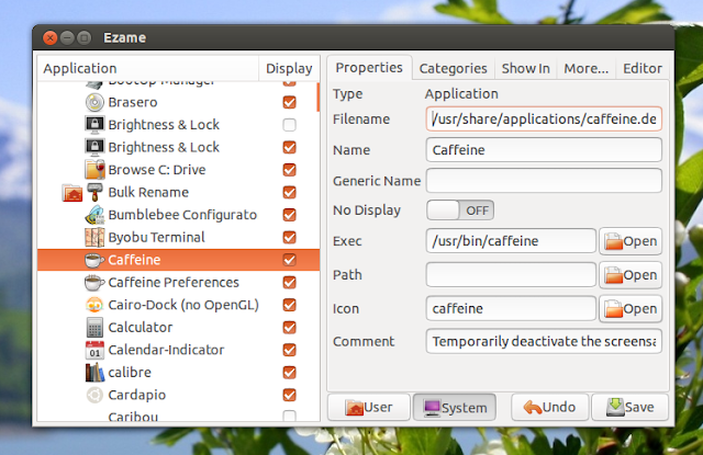 Ezame -- Ubuntu Unity 桌面選單編輯工具