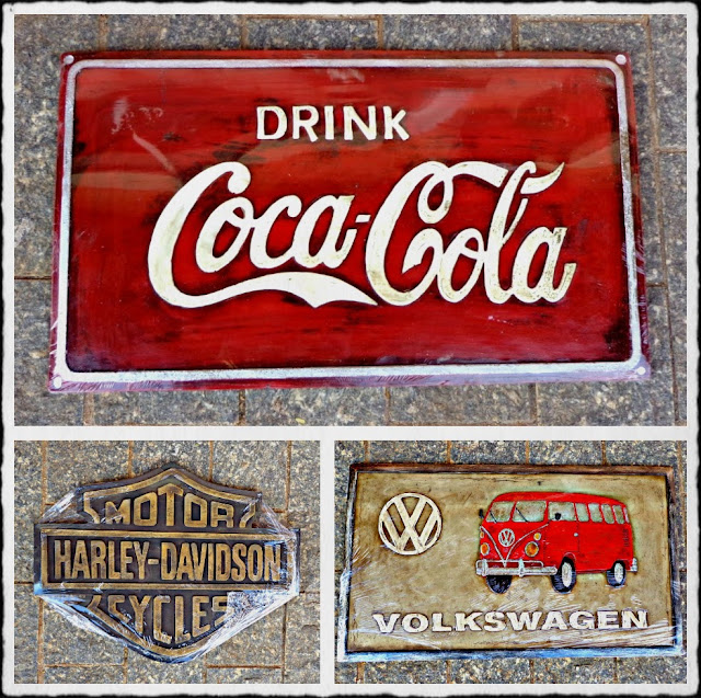 PLACAS DE RESINA COCA-COLA, KOMBI VOLKSWAGEN, HARLEY-DAVIDSON