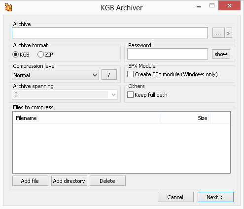 كيف تضغط الملفات بأقصى مستوى من 2 جيغا إلى 20 ميغا Kgb+archiver