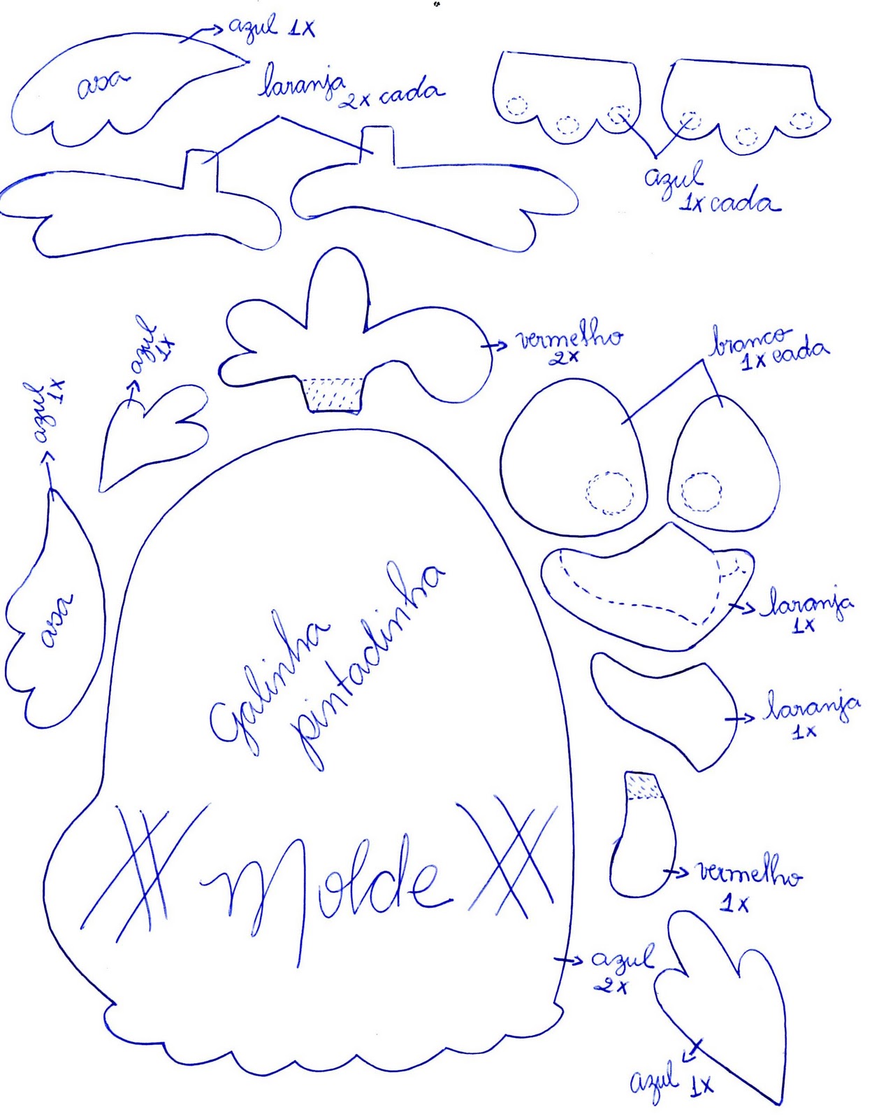 Molde em EVA da galinha pintadinha - Moldes Grátis