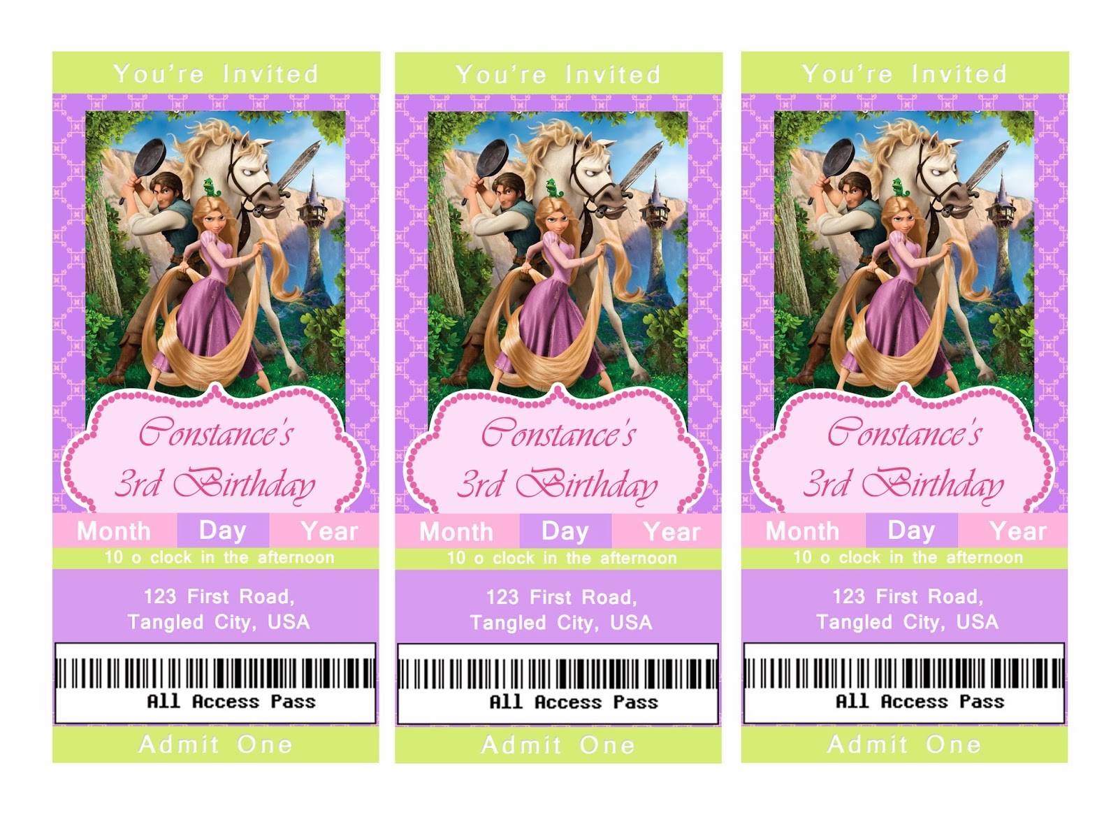 I Make I Share Disney Tangled Movie Ticket Invitation