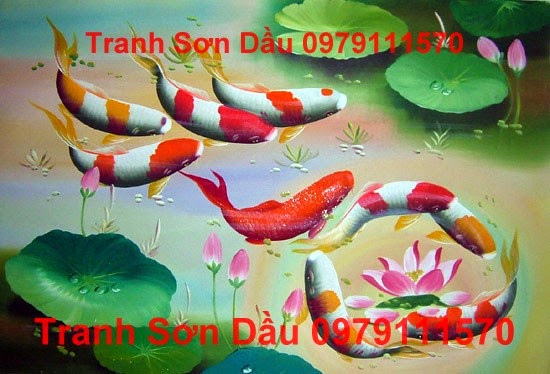 Tranh cá chép MS11 Tranh son dau, tranh sơn dầu, tranh ca, tranh cá, ca