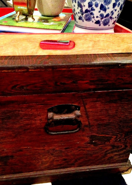 This coffee table used to be an old tool chest!