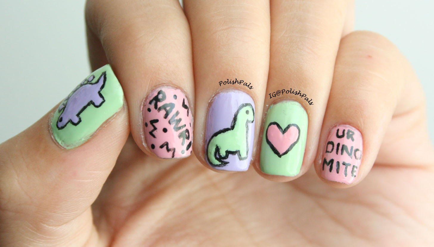 Polish Pals: Pastel Dinosaur Nails