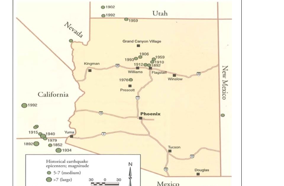 Arizona Geology Arizona's earthquake hazards