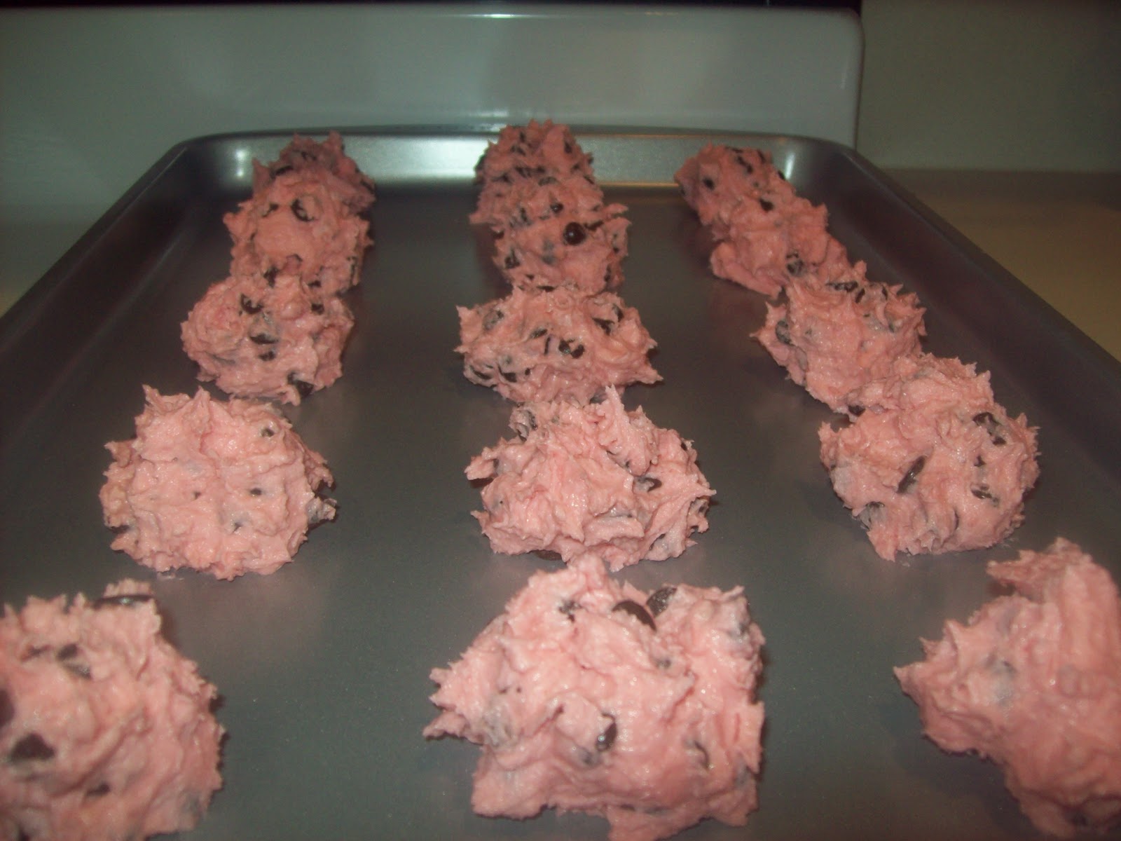 Simple Recipes Pink chocolate chip shortbread cookies