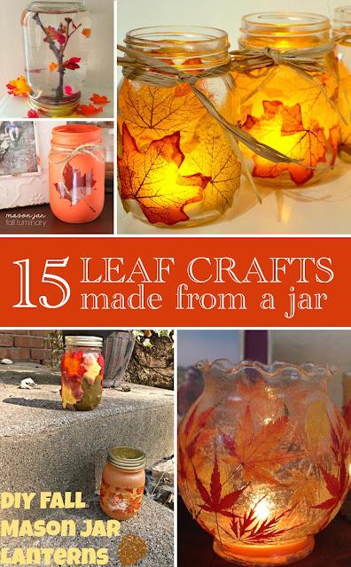 Make these leaf crafts with jars for your fall decor!