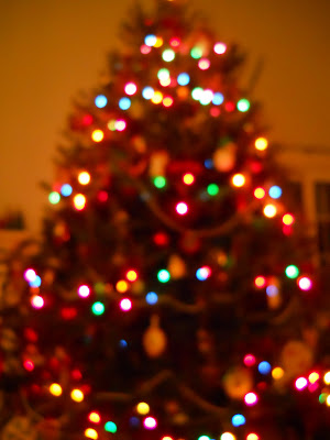 blurred Christmas lights on tree