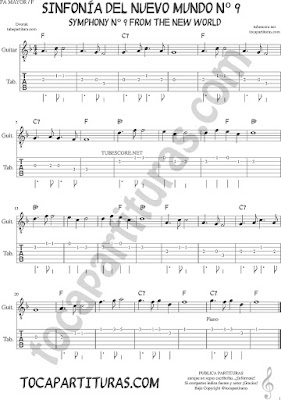 Tubescore Symphony nº 9 From the New Word Tab Sheet Music for Guitar on F