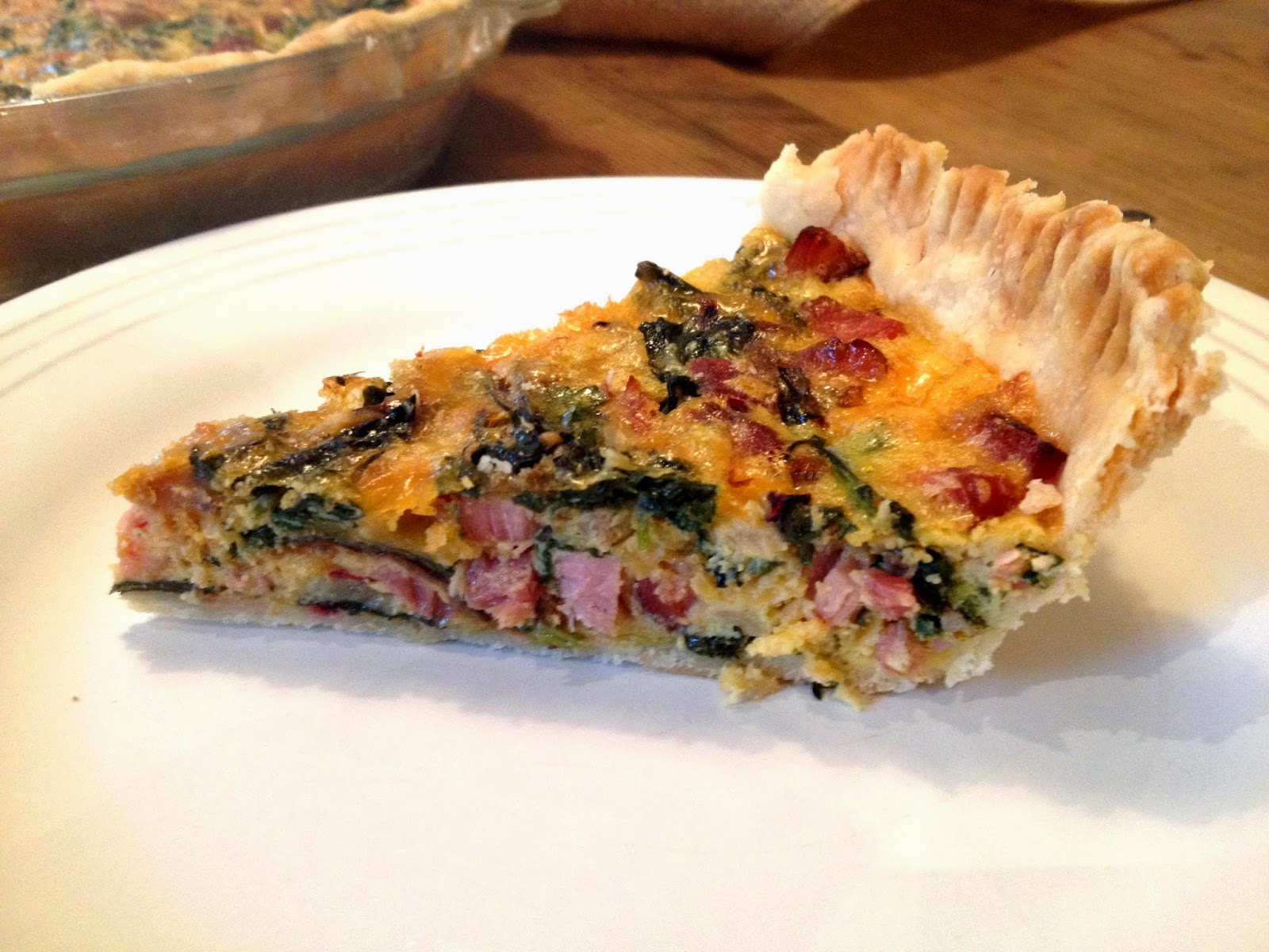Headspace Ham and Mixed Greens Quiche with Cheddar and Parmesan