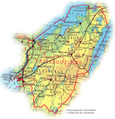 Karta över Västergötland Regionen